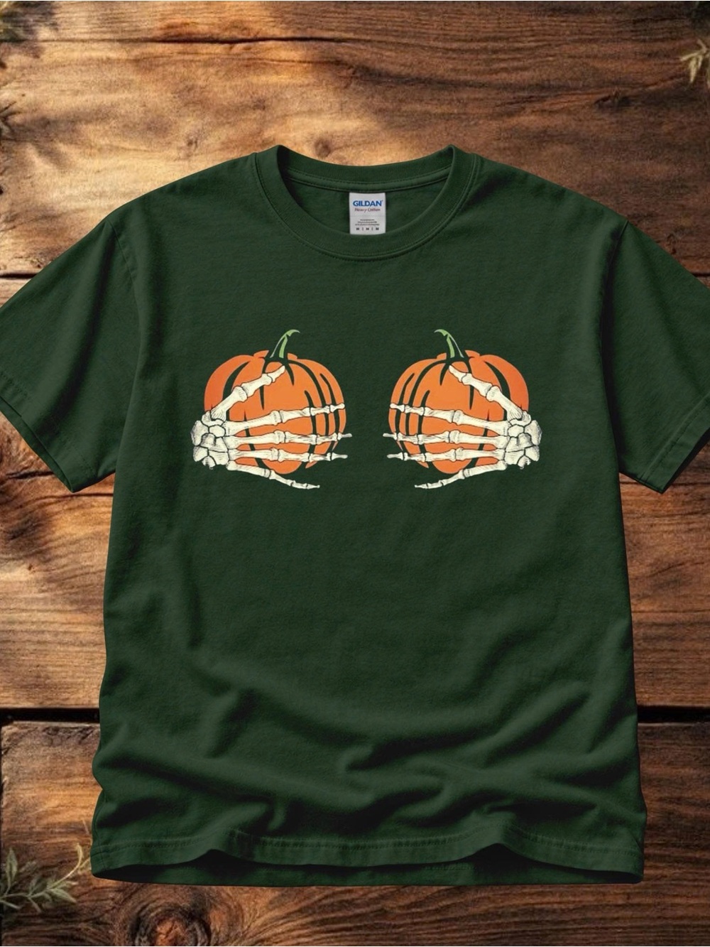 Pumpkin & Skeleton-Hand Graphic Tshirt